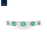 18ct Yellow Gold 0.54cts Diamond & Emerald Claw Set Eternity Ring