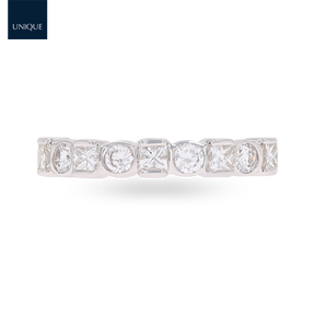 18ct White Gold Princess & Round Brilliant Cut 0.70ct Diamond Eternity Ring