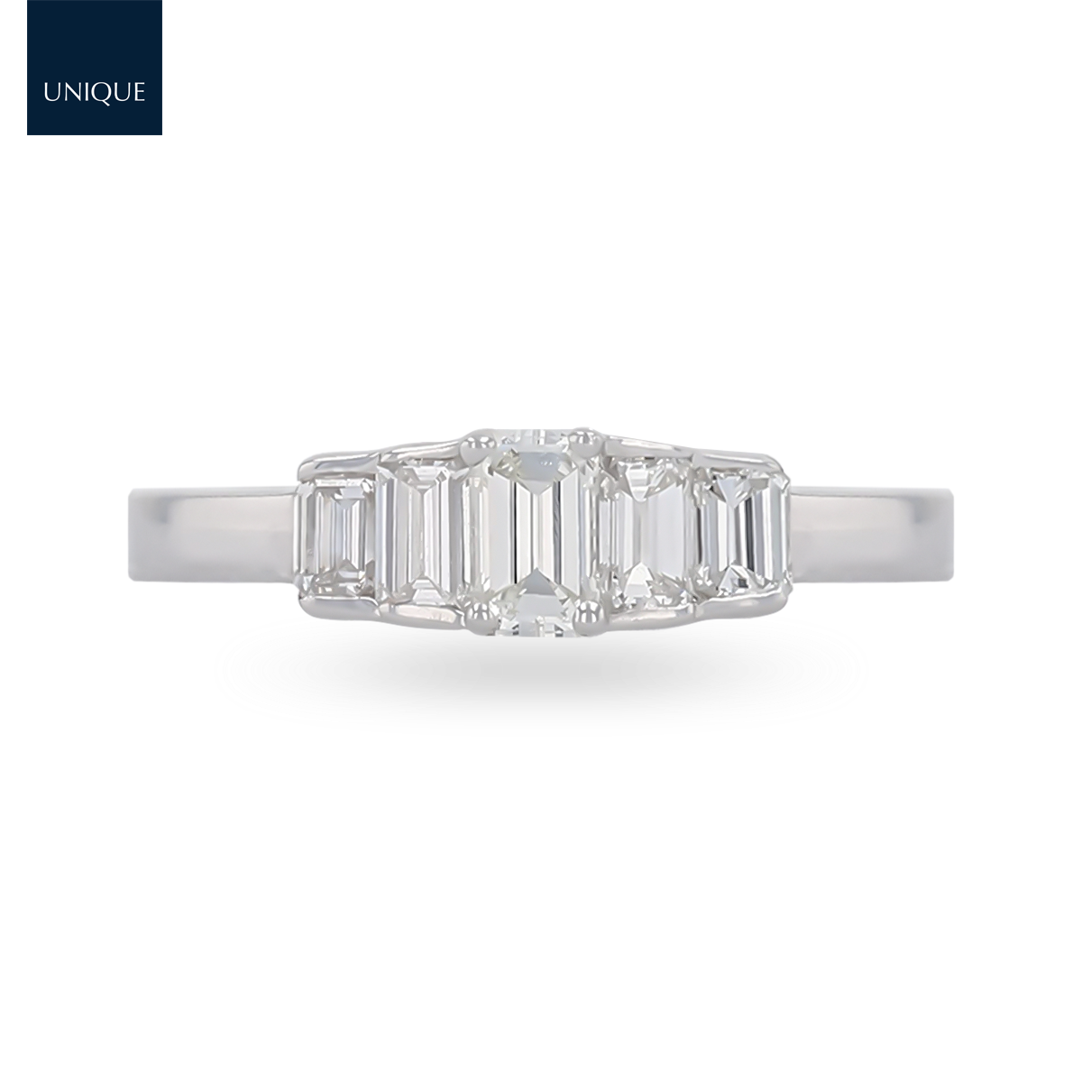 18ct White Gold Graduated 0.75cts Emerald Cut Diamond Eternity Ring