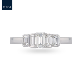 18ct White Gold Graduated 0.75cts Emerald Cut Diamond Eternity Ring