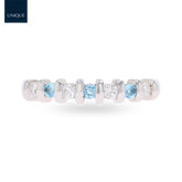 9ct White Gold Blue Topaz & 0.23cts Diamond Bar Set Eternity Ring