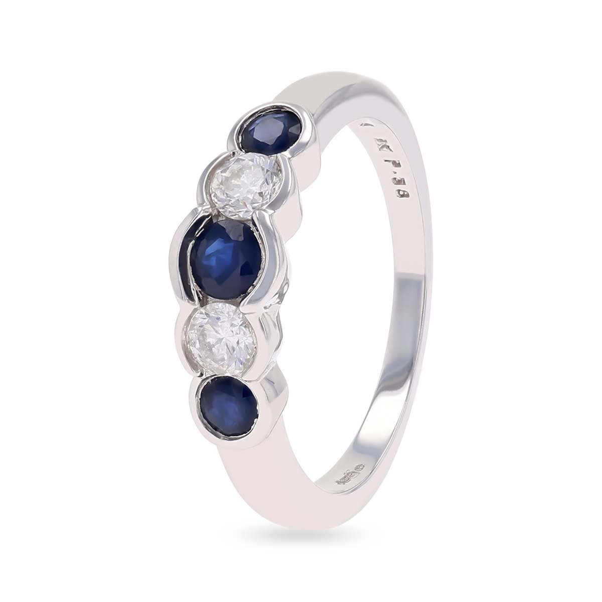 9ct White Gold Sapphire & Diamond Bezel Set Eternity Ring