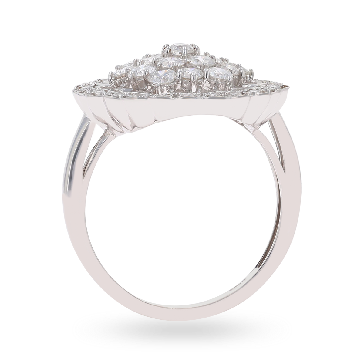18ct White Gold Diamond Set Heart Motif Cocktail Ring