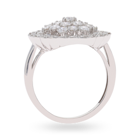 18ct White Gold Diamond Set Heart Motif Cocktail Ring