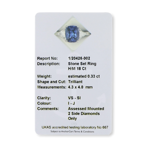 18ct White Gold Cushion Shaped Certified Tanzanite & Diamond Trilogy Ring - Diamond Certificate