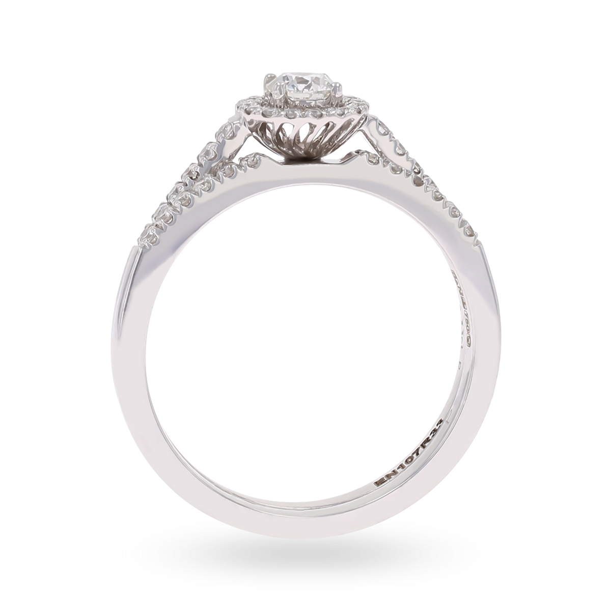 18ct White Gold Round Brilliant Cut 0.41ct Diamond Halo Suite Ring