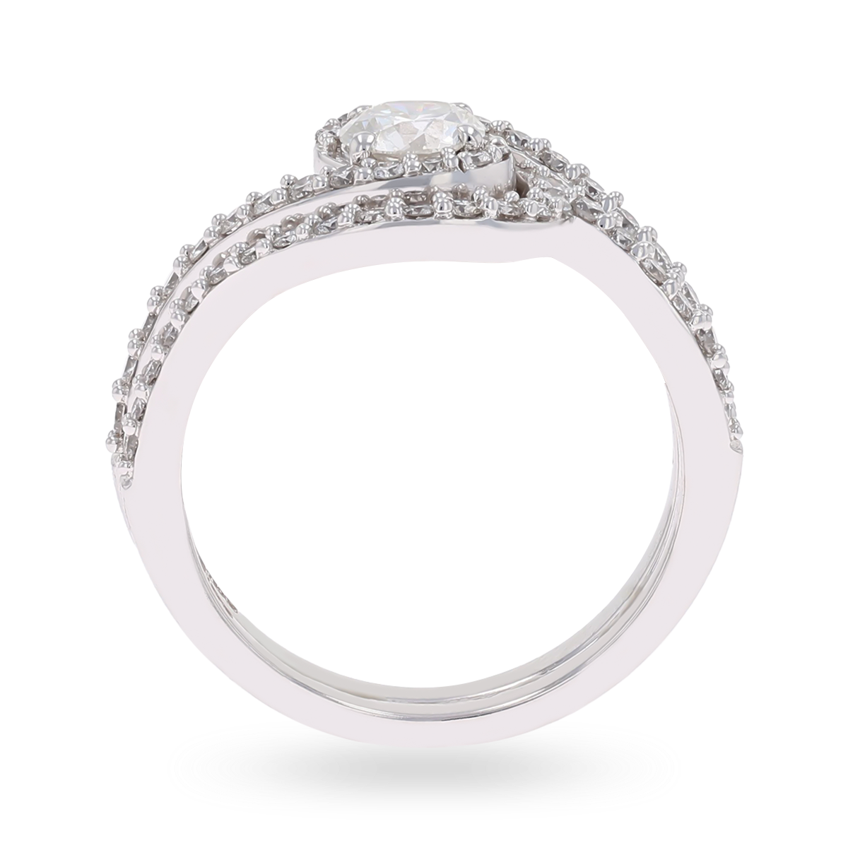 18ct White Gold Round Brilliant Cut 0.95ct Diamond Twist Suite Ring