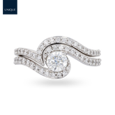 18ct White Gold Round Brilliant Cut 0.95ct Diamond Twist Suite Ring