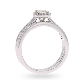 9ct White Gold Princess Cut 0.67ct Diamond Halo Suite Ring