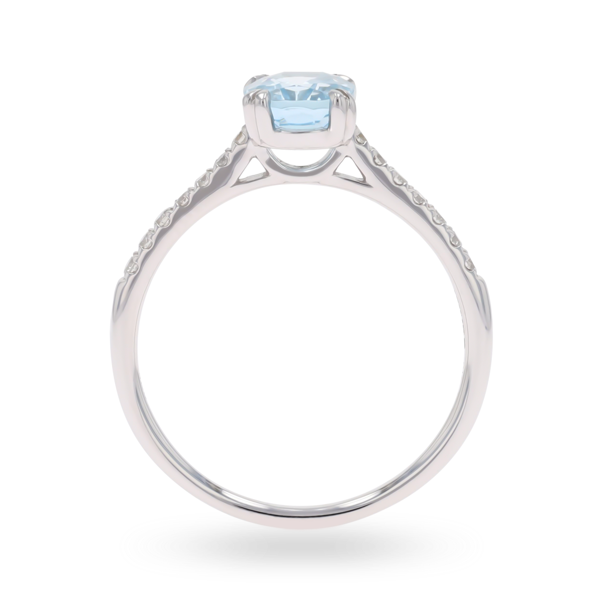 9ct White Gold Oval Cut Aquamarine & Diamond Solitaire Ring