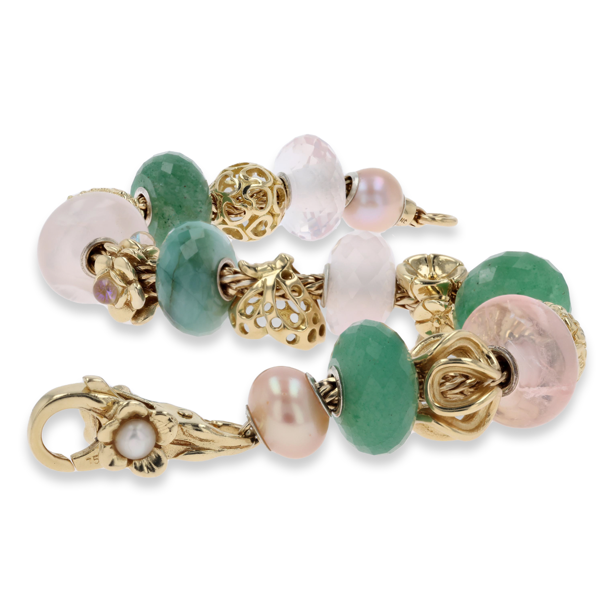 Trollbeads 18ct Yellow Gold Dancing Butterfly on Bracelet with Precious Stones