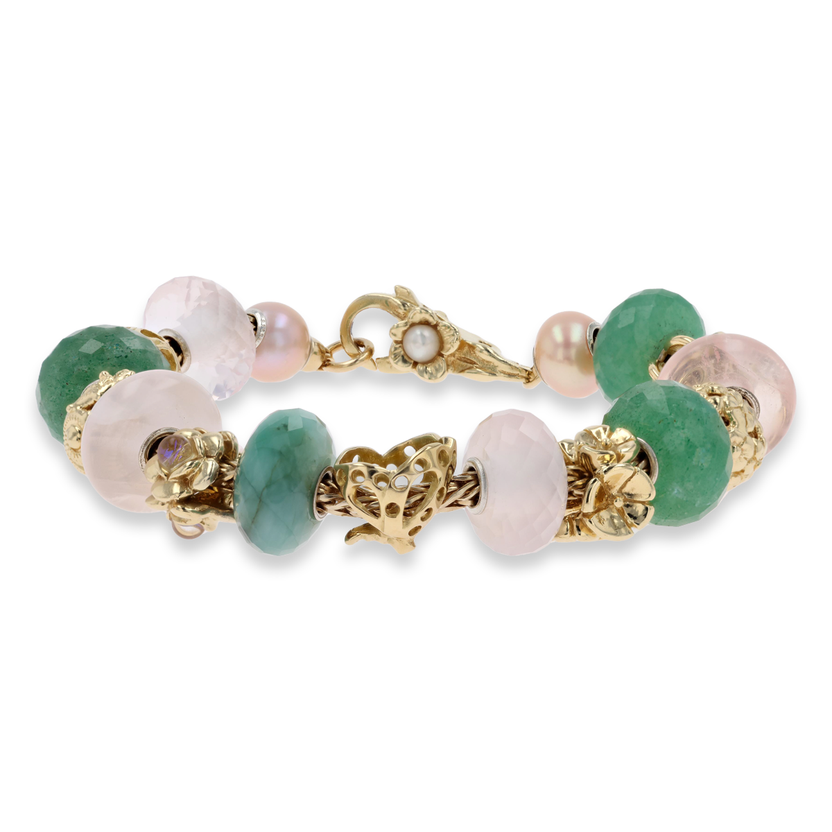 Trollbeads 18ct Yellow Gold Dancing Butterfly on Bracelet with Precious Stones