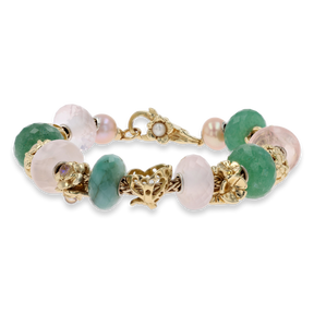 Trollbeads 18ct Yellow Gold Dancing Butterfly on Bracelet with Precious Stones