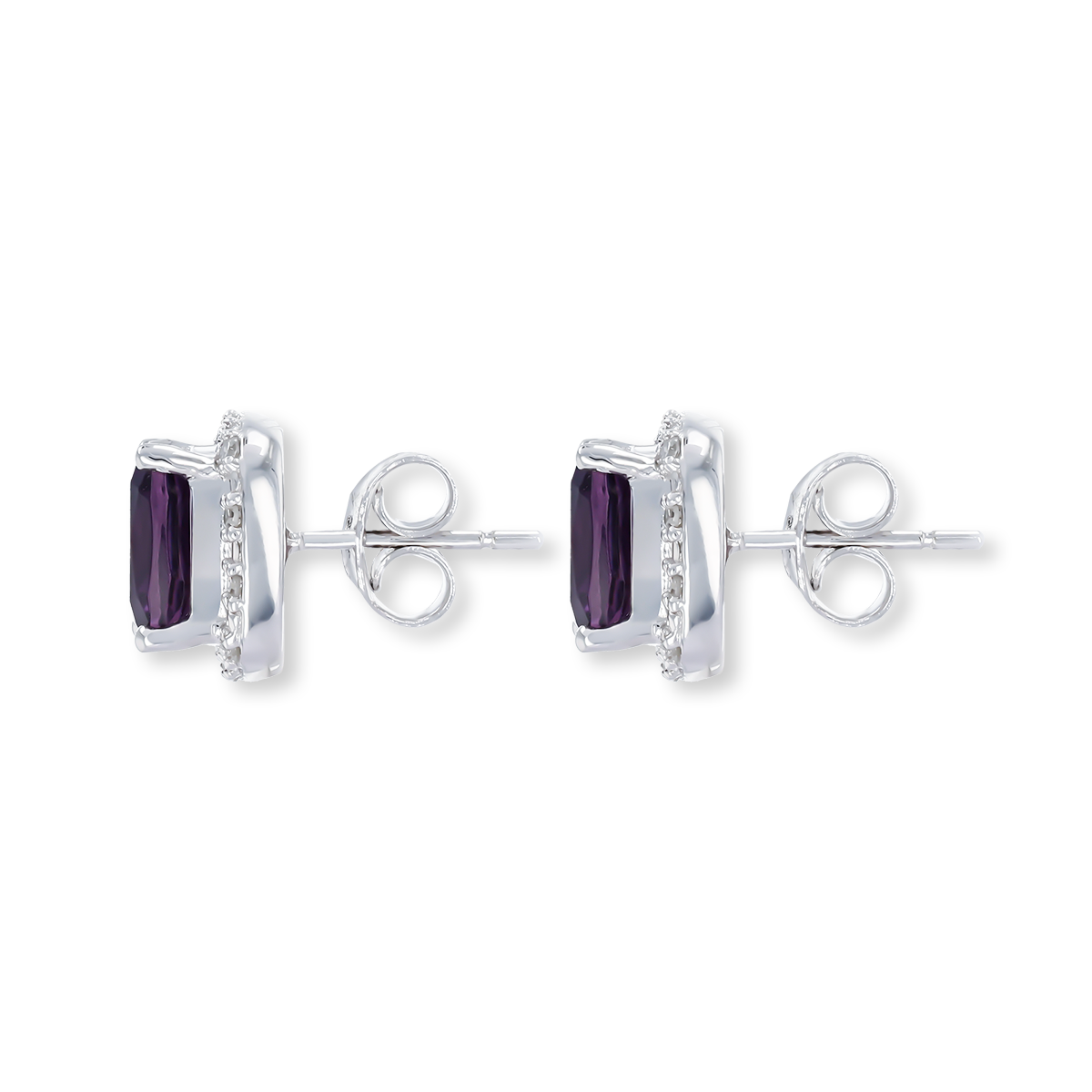 9ct White Gold Amethyst & Diamond Halo Stud Earrings