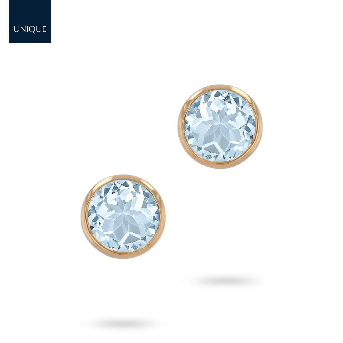 9ct Yellow Gold 6mm Round Aquamarine Solitaire Stud Earrings