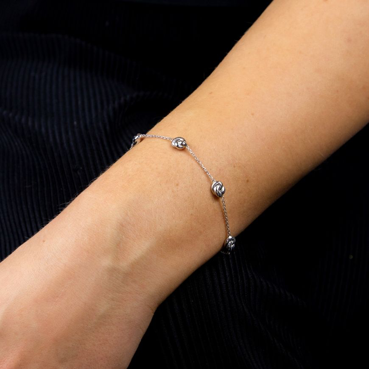 Sterling Silver Station Knot Bracelet - Model