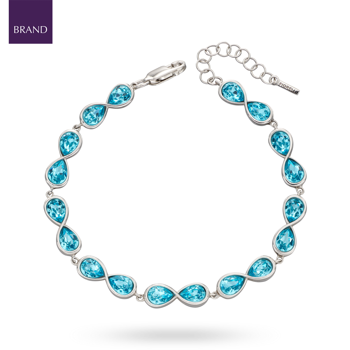 Sterling Silver Infinity Aqua Bohemia Crystal Bracelet