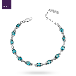 Sterling Silver Aqua Nano Crystal Drop Bracelet