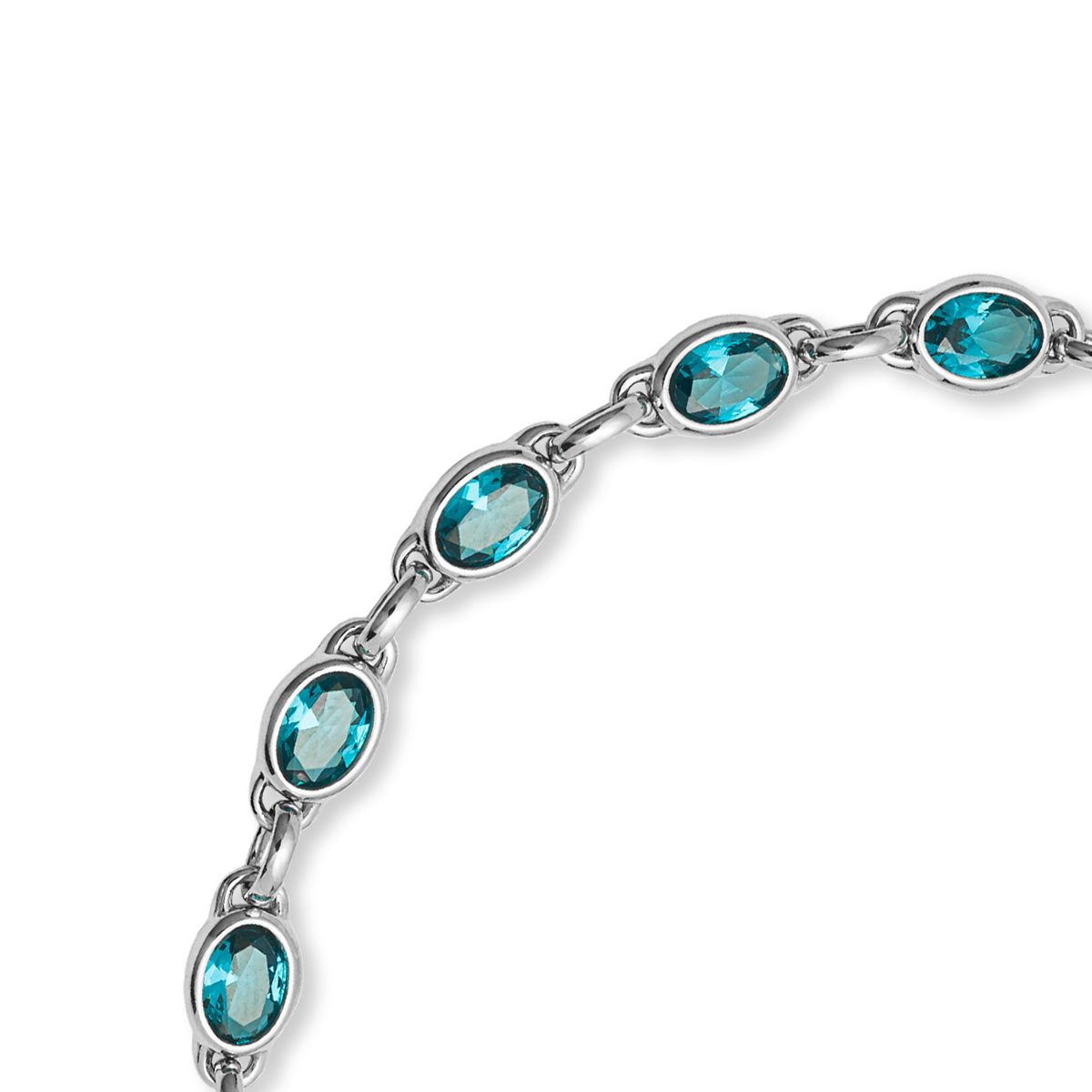 Sterling Silver Aqua Nano Crystal Drop Bracelet