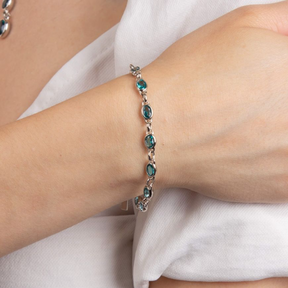 Sterling Silver Aqua Nano Crystal Drop Bracelet - Model