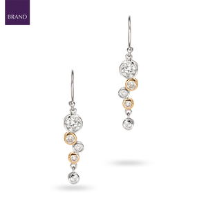 Sterling Silver & Gold Plated Cubic Zirconia Bubble Drop Earrings