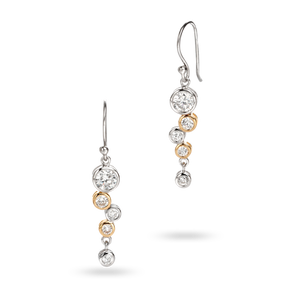 Sterling Silver & Gold Plated Cubic Zirconia Bubble Drop Earrings