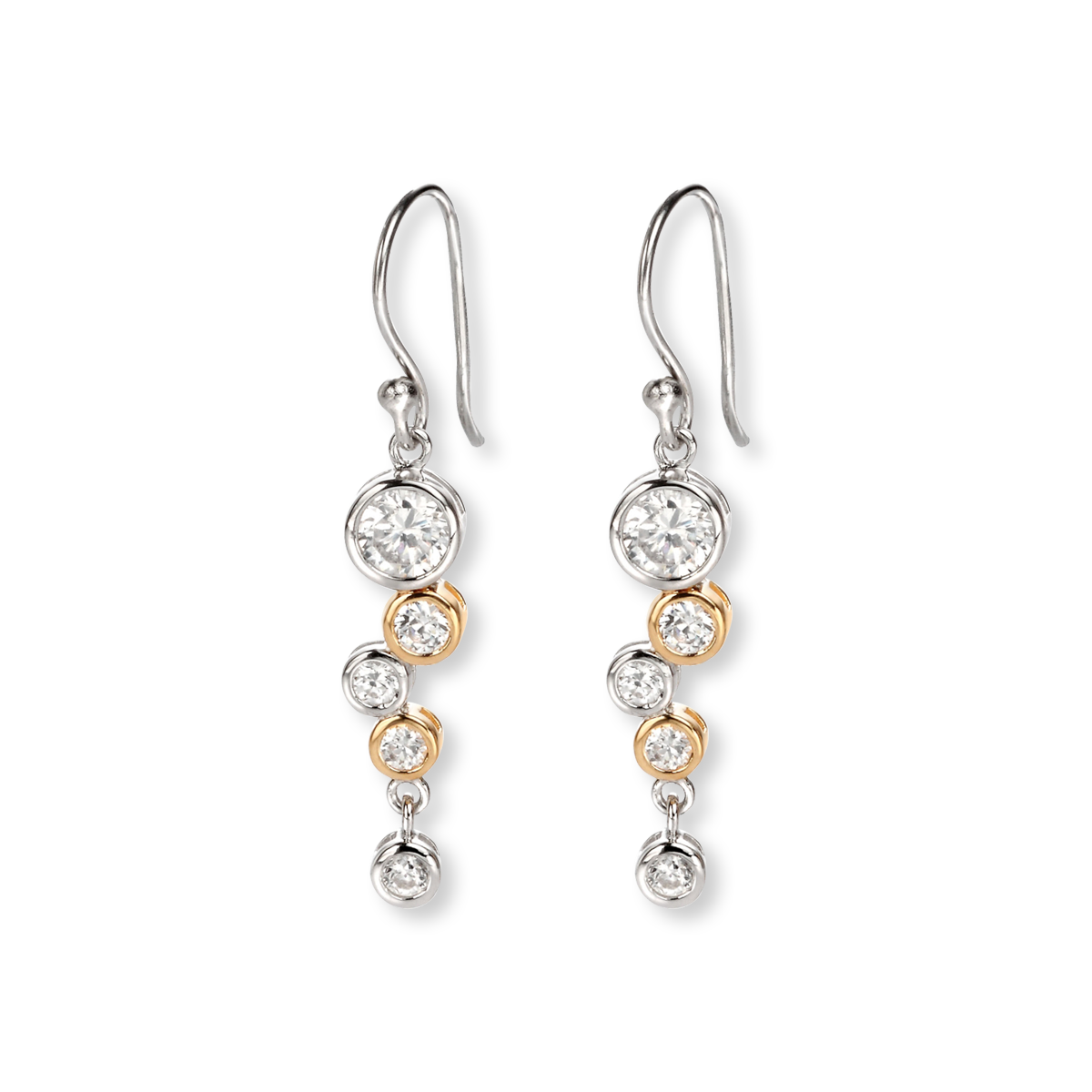 Sterling Silver & Gold Plated Cubic Zirconia Bubble Drop Earrings