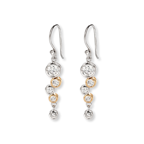 Sterling Silver & Gold Plated Cubic Zirconia Bubble Drop Earrings