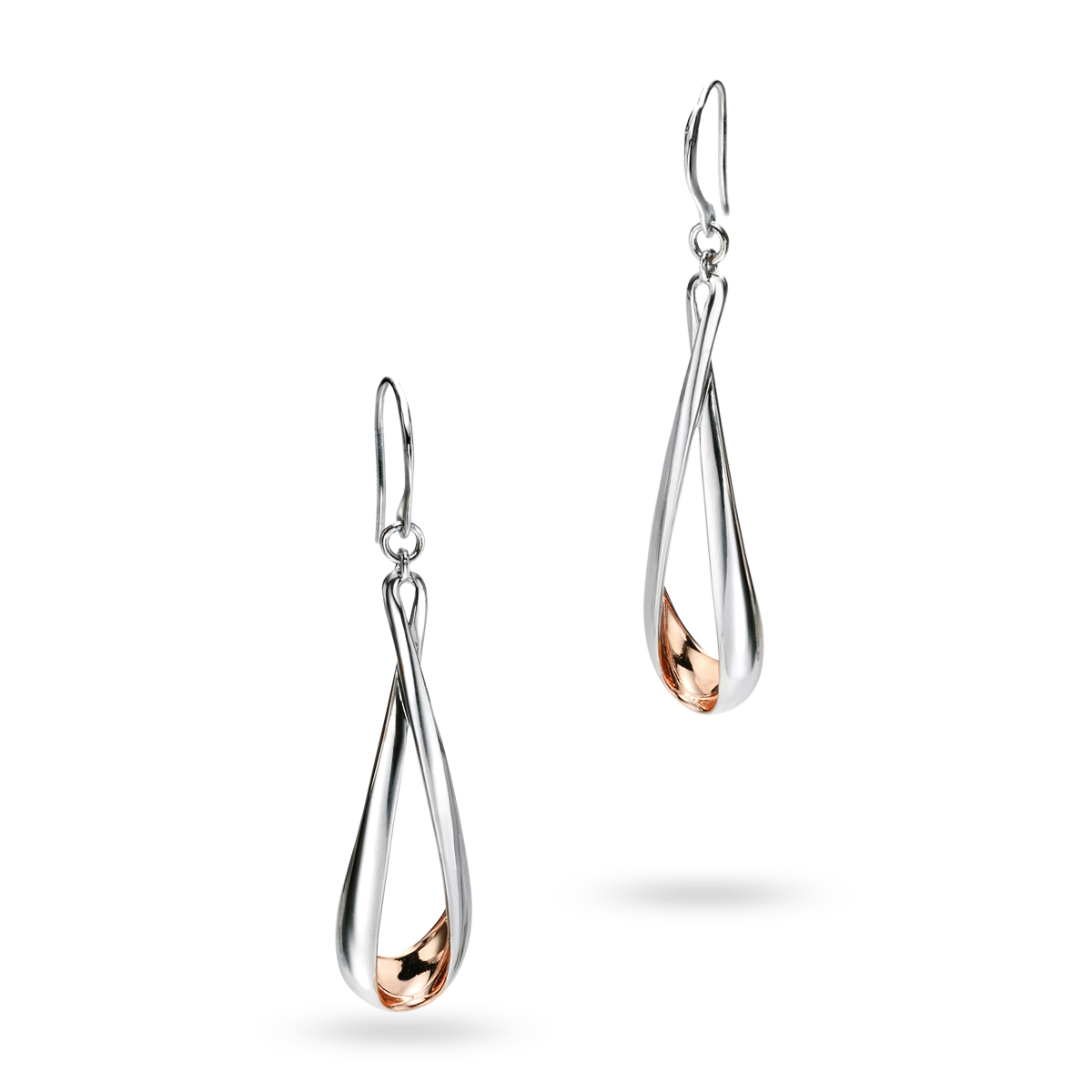 Sterling Silver & Rose Gold Plated Open Teardrop Earrings