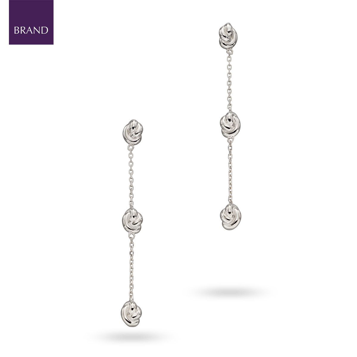 Sterling Silver Station Knot Drop Earrings