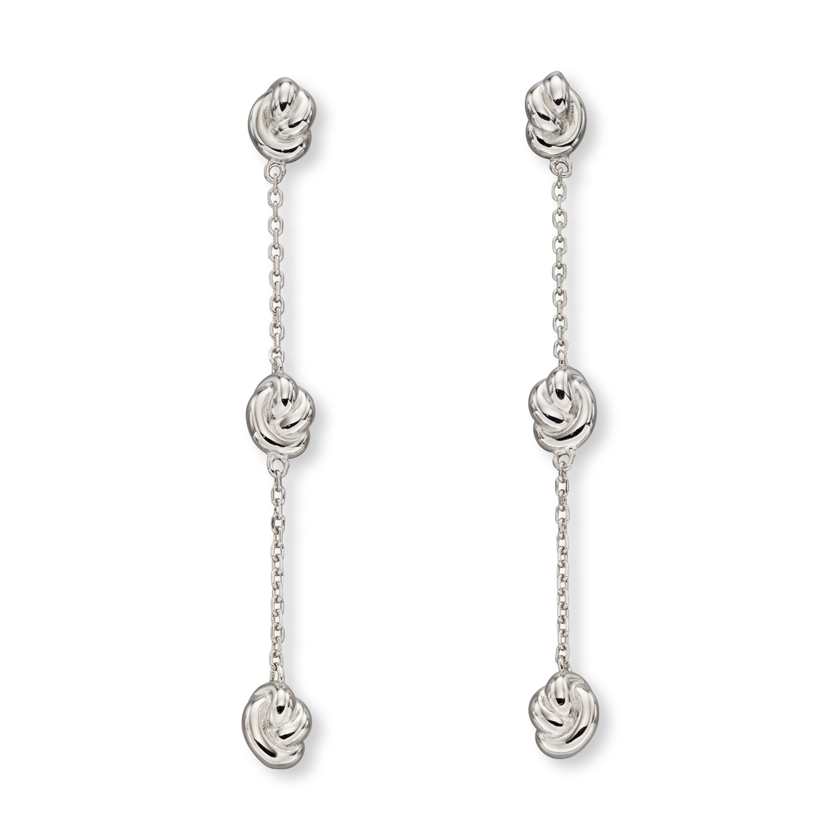 Sterling Silver Station Knot Drop Earrings