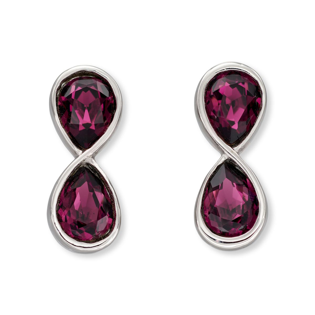 Sterling Silver Infinity Purple Crystal Drop Earrings