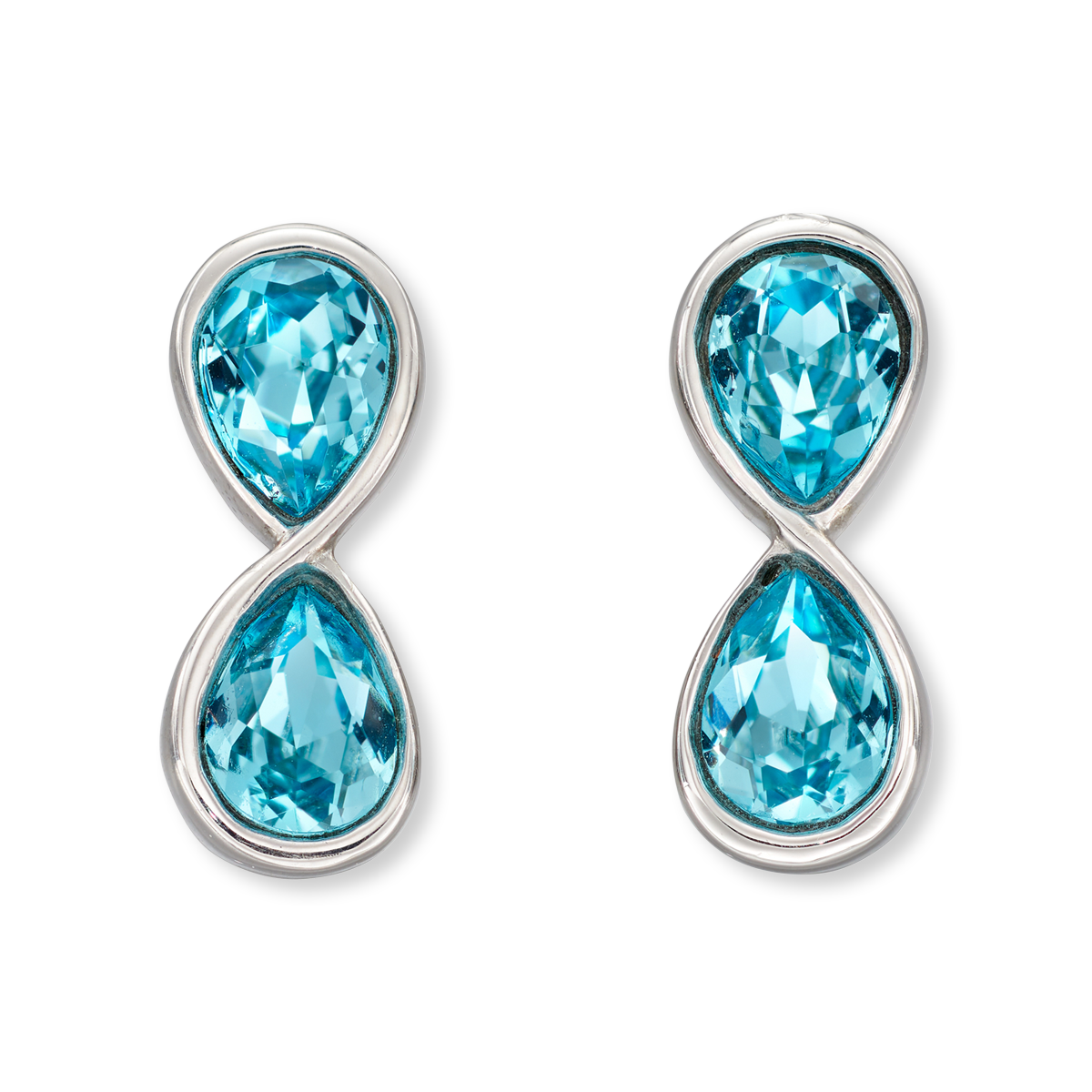 Sterling Silver Infinity Aqua Bohemia Crystal Drop Earrings