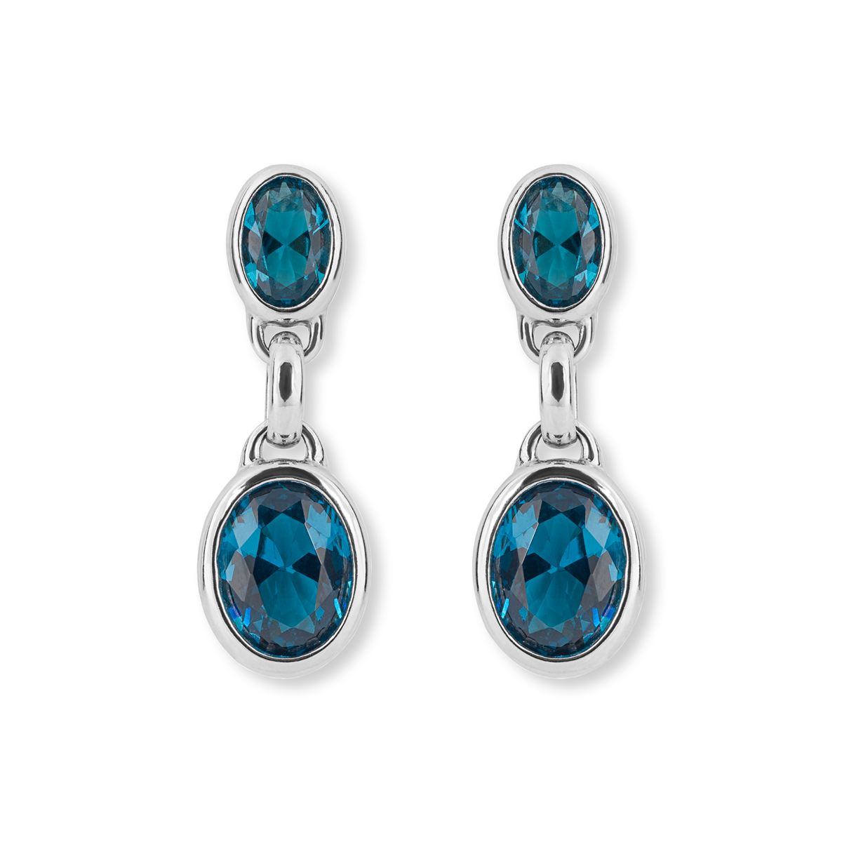 Sterling Silver Aqua Nano Crystal Drop Earrings