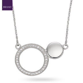 Sterling Silver Double Disc Cubic Zirconia Set Necklace