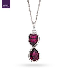 Sterling Silver Infinity Purple Crystal Pendant & Chain