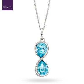 Sterling Silver Infinity Aqua Bohemia Crystal Pendant & Chain