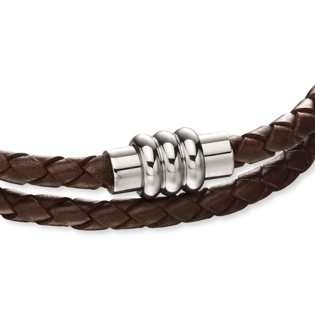 Brown Knot Leather Bracelet with Section Tube Clasp