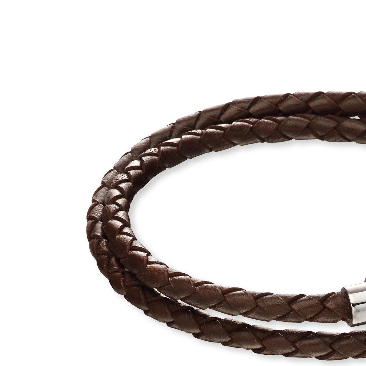 Brown Knot Leather Bracelet with Section Tube Clasp