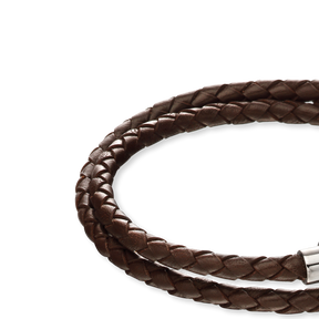 Brown Knot Leather Bracelet with Section Tube Clasp