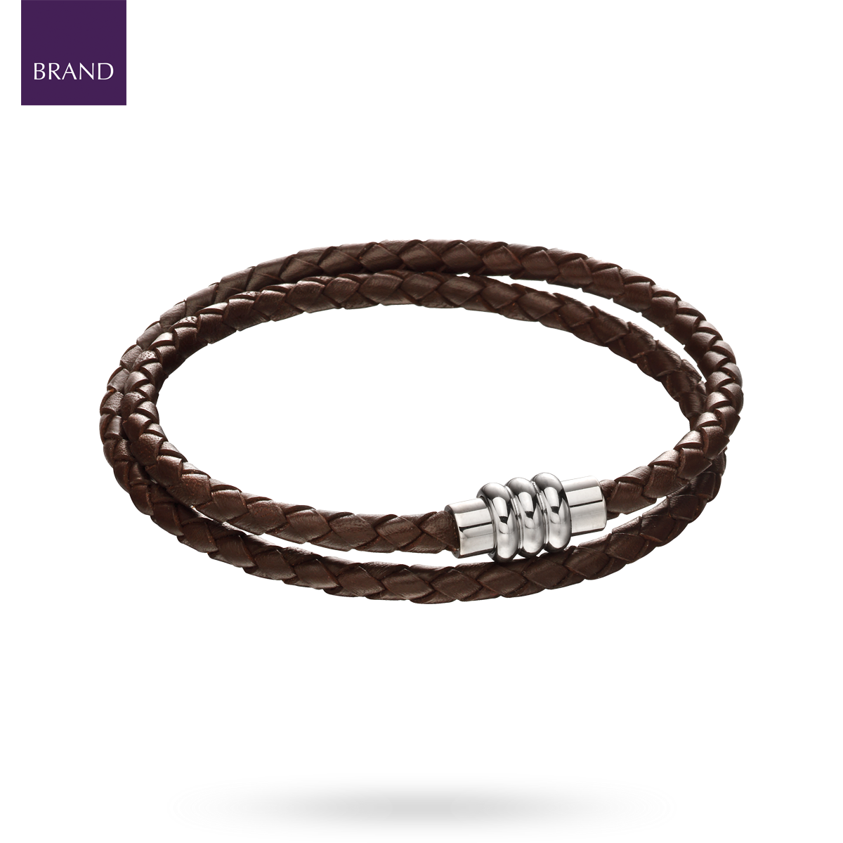 Brown Knot Leather Bracelet with Section Tube Clasp