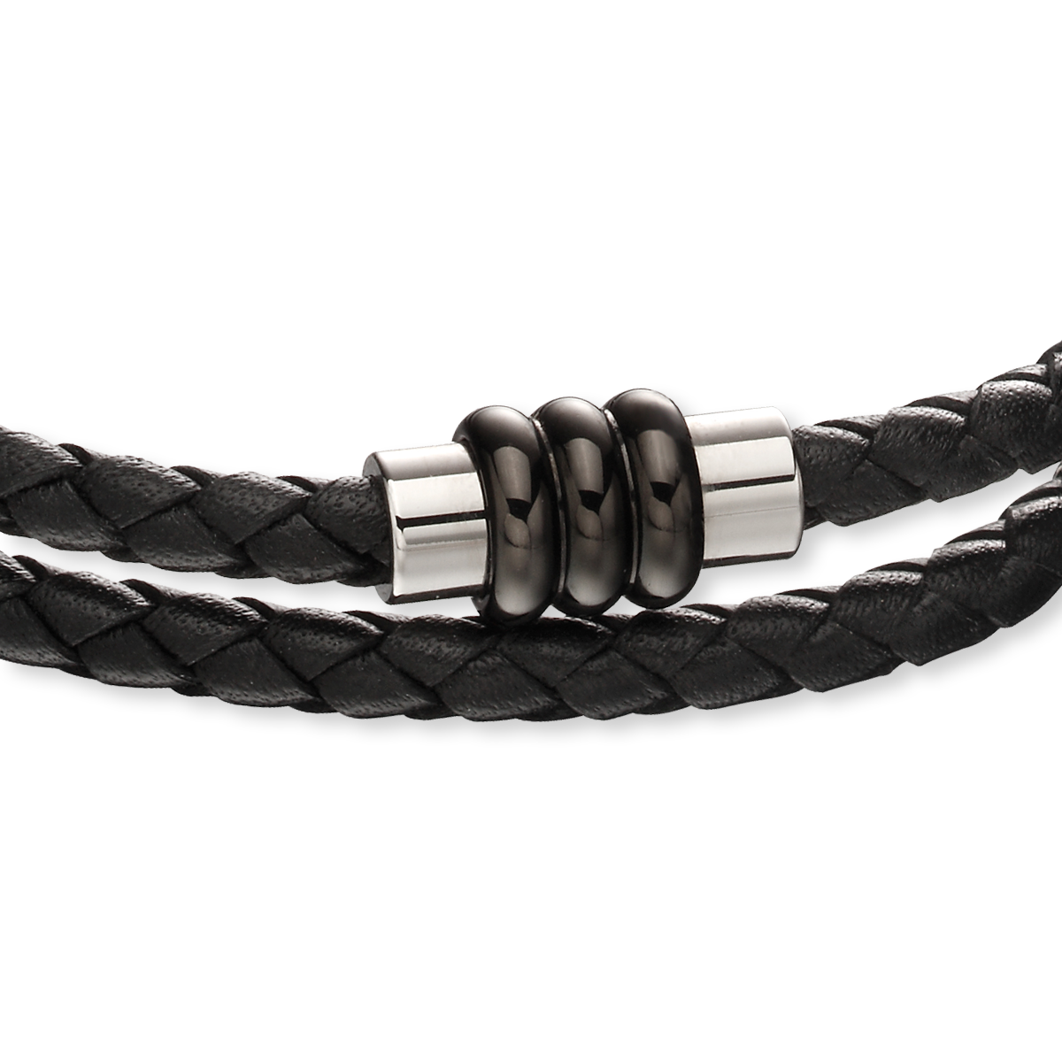 Black Knot Leather Bracelet with Section Tube Clasp