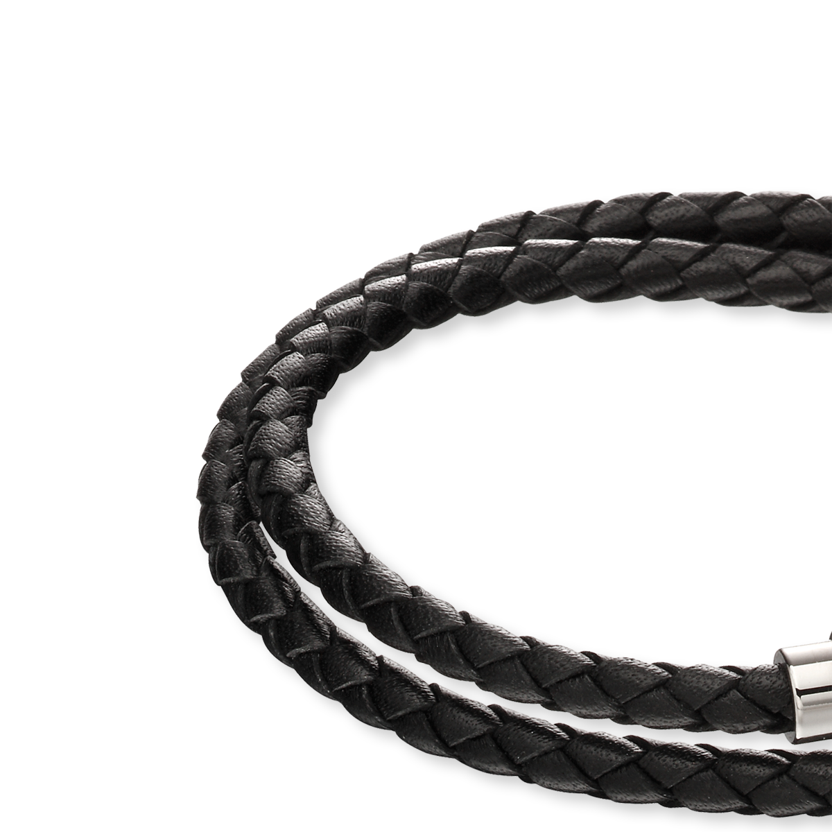 Black Knot Leather Bracelet with Section Tube Clasp
