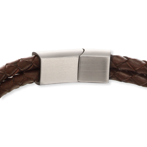 Double Row Knot Brown Leather Bracelet