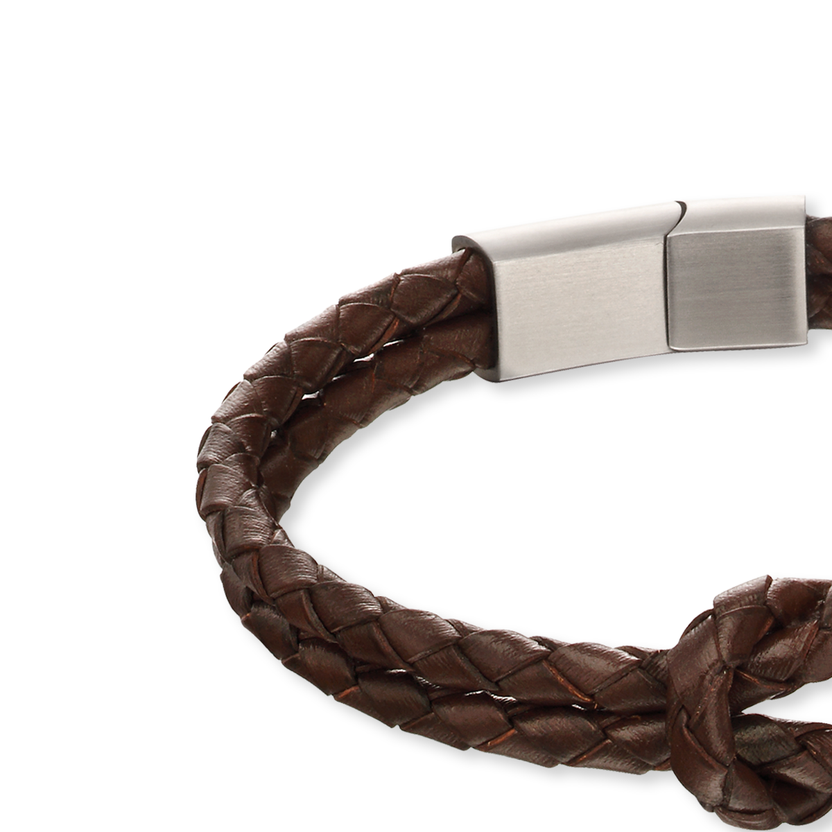 Double Row Knot Brown Leather Bracelet