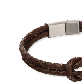 Double Row Knot Brown Leather Bracelet