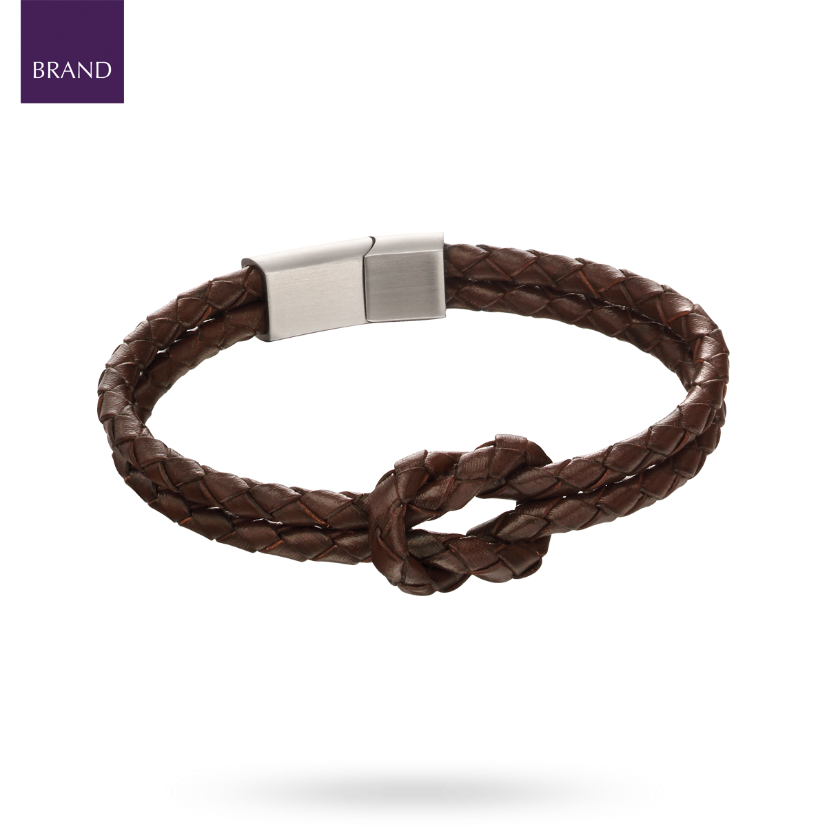 Double Row Knot Brown Leather Bracelet