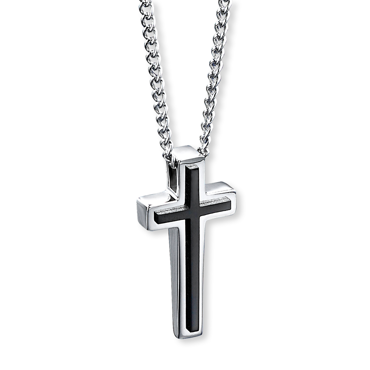 Stainless Steel Black PVD Cross Pendant