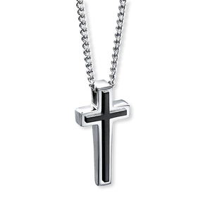 Stainless Steel Black PVD Cross Pendant