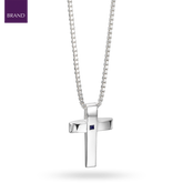 Sterling Silver Blue Sapphire Cross Pendant